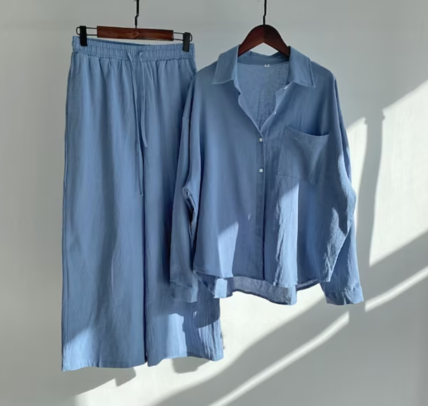 Heidi-Mode | Leinen Satz Damen | Sommerliches, Luftiges Ensemble für Stil und Komfort