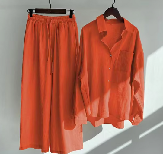 Heidi-Mode | Leinen Satz Damen | Sommerliches, Luftiges Ensemble für Stil und Komfort