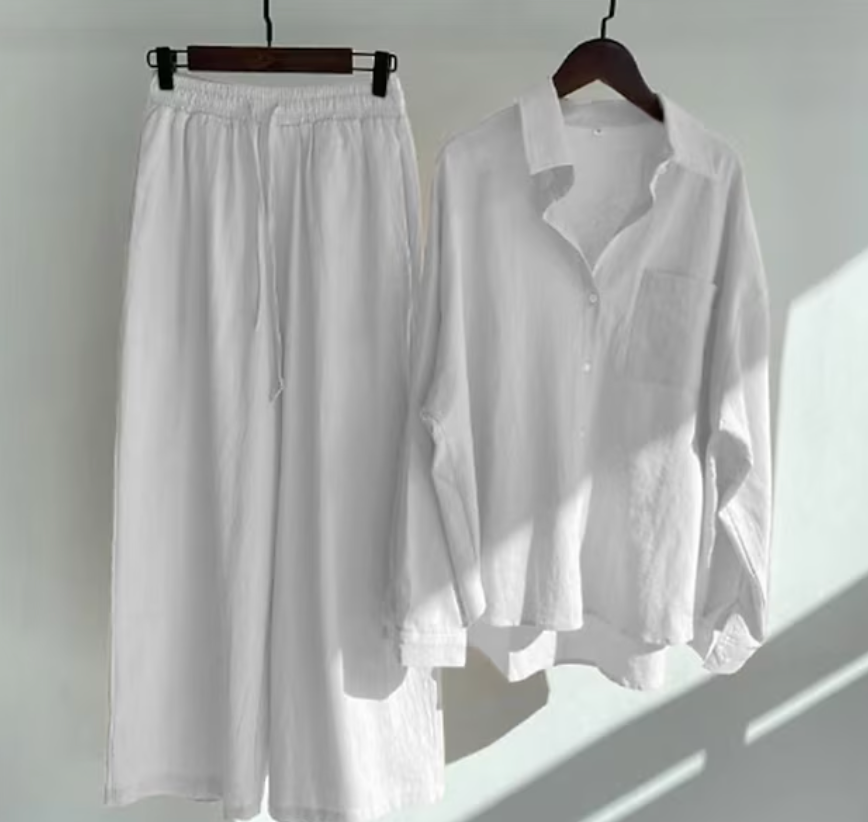Heidi-Mode | Leinen Satz Damen | Sommerliches, Luftiges Ensemble für Stil und Komfort