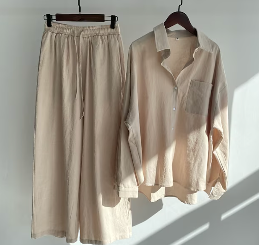 Heidi-Mode | Leinen Satz Damen | Sommerliches, Luftiges Ensemble für Stil und Komfort