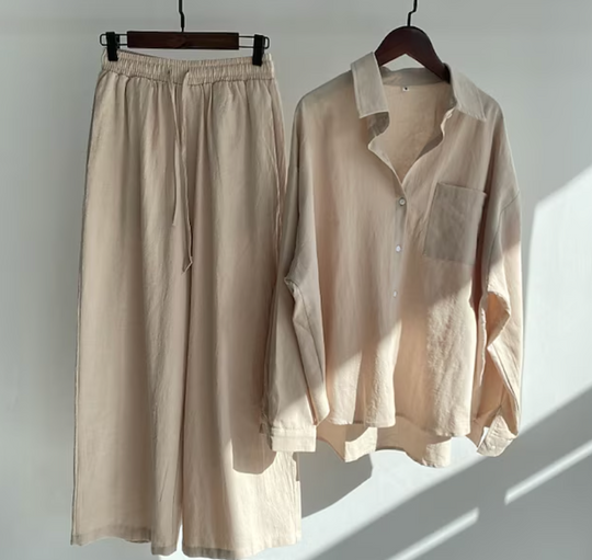 Heidi-Mode | Leinen Satz Damen | Sommerliches, Luftiges Ensemble für Stil und Komfort