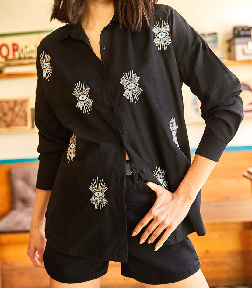 Heidi-Mode | Trendy Kreativ Augen Design Bluse für Frauen