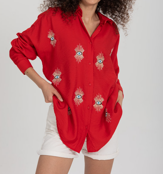 Heidi-Mode | Trendy Kreativ Augen Design Bluse für Frauen