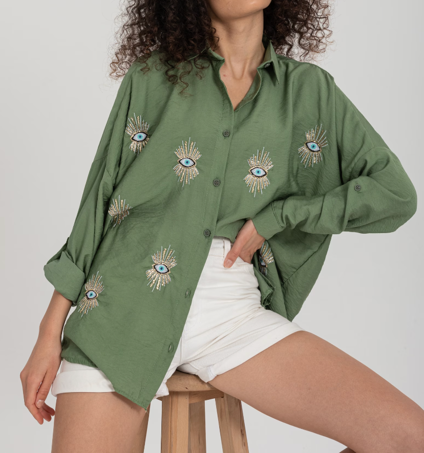 Heidi-Mode | Trendy Kreativ Augen Design Bluse für Frauen
