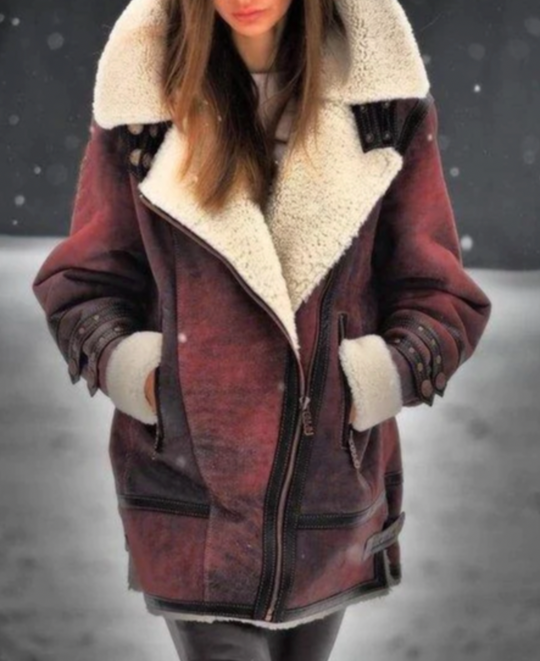 Heidi-Mode | Gepolsterte Kunstlederjacke mit warmem Plüschfutter