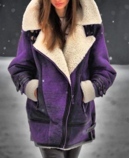 Heidi-Mode | Gepolsterte Kunstlederjacke mit warmem Plüschfutter