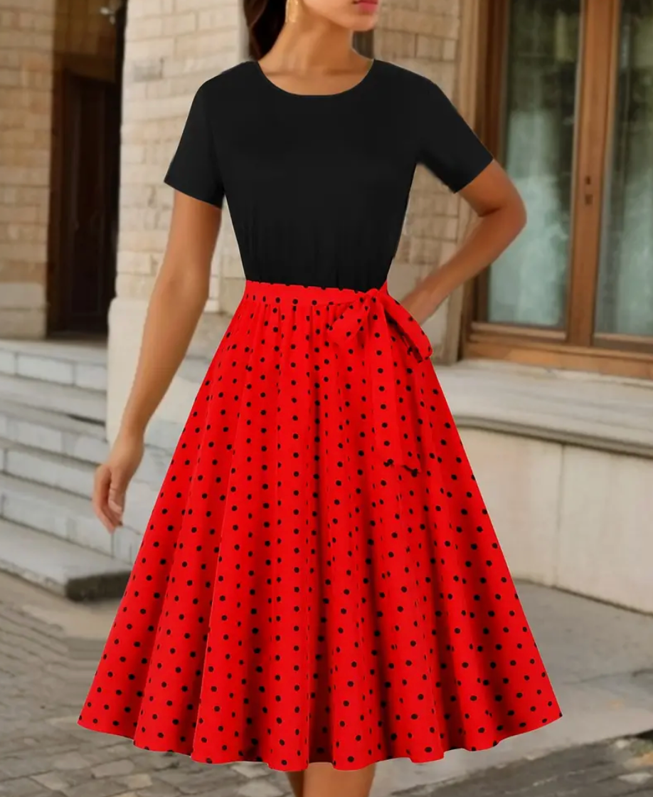 Heidi-Mode | Elegante Vintage Polka Kleid für Frühling/Sommer