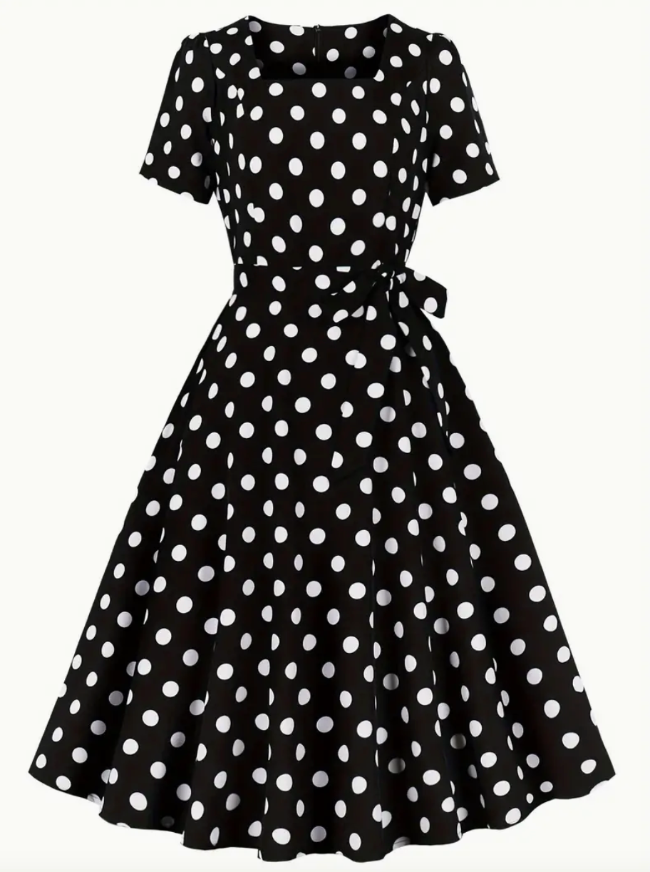 Heidi-Mode | Elegante Vintage Polka Kleid für Frühling/Sommer