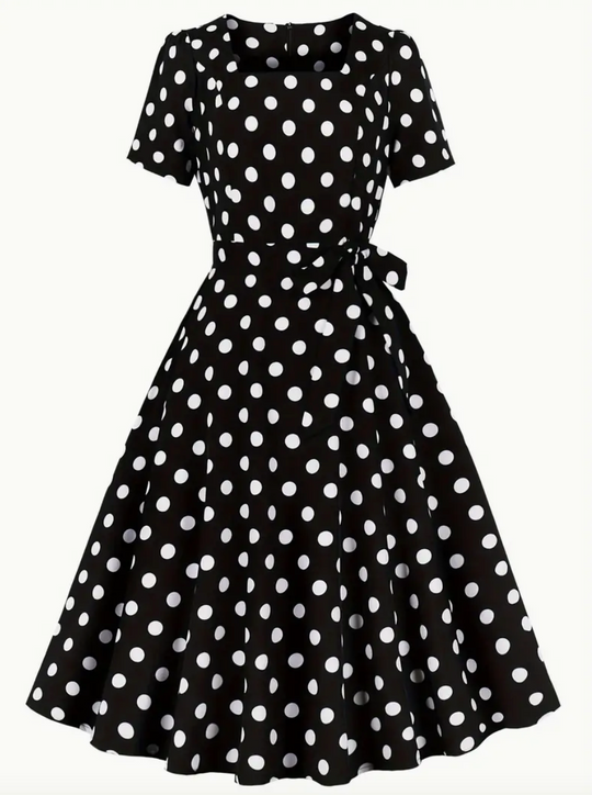 Heidi-Mode | Elegante Vintage Polka Kleid für Frühling/Sommer