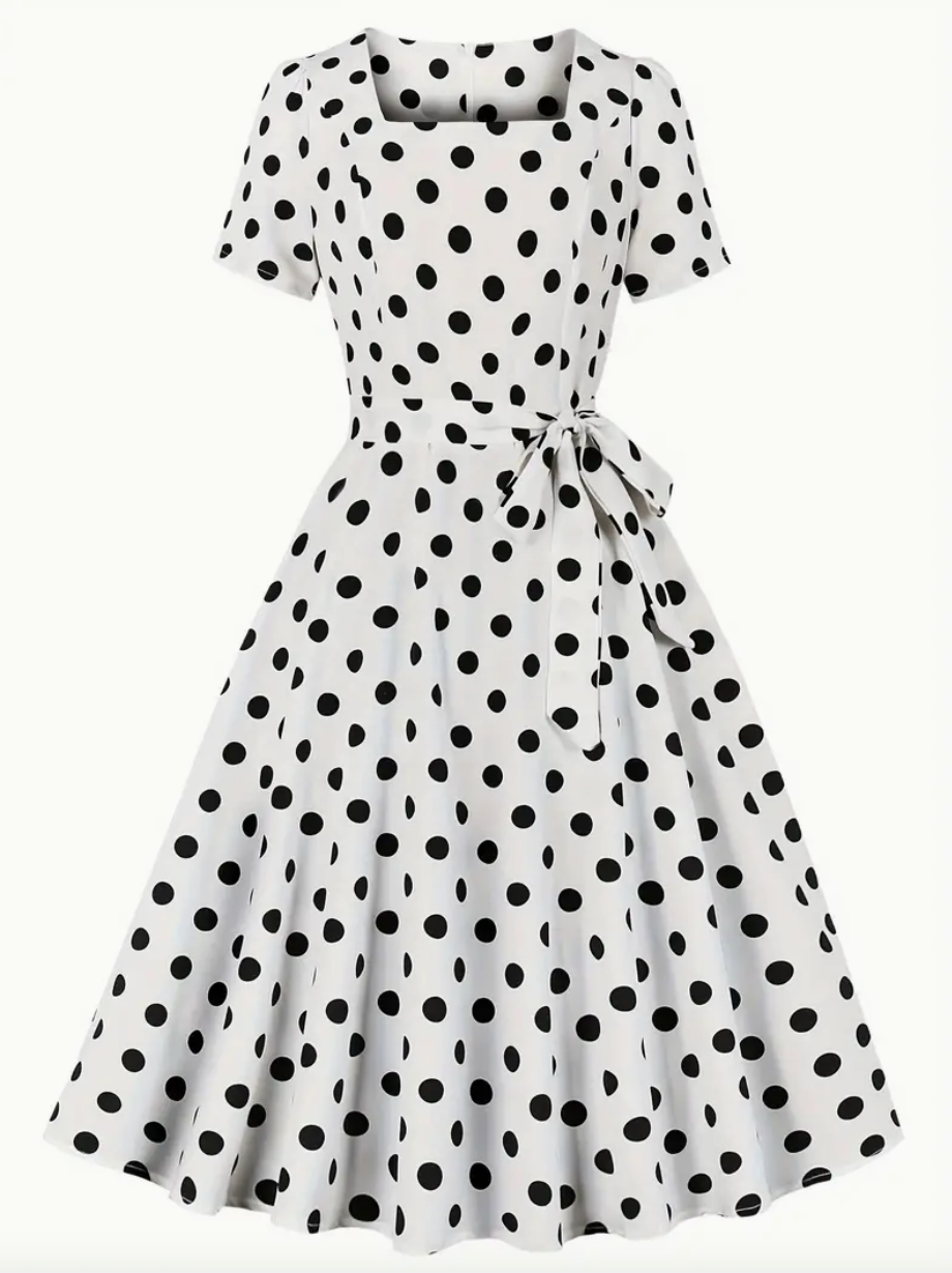 Heidi-Mode | Elegante Vintage Polka Kleid für Frühling/Sommer