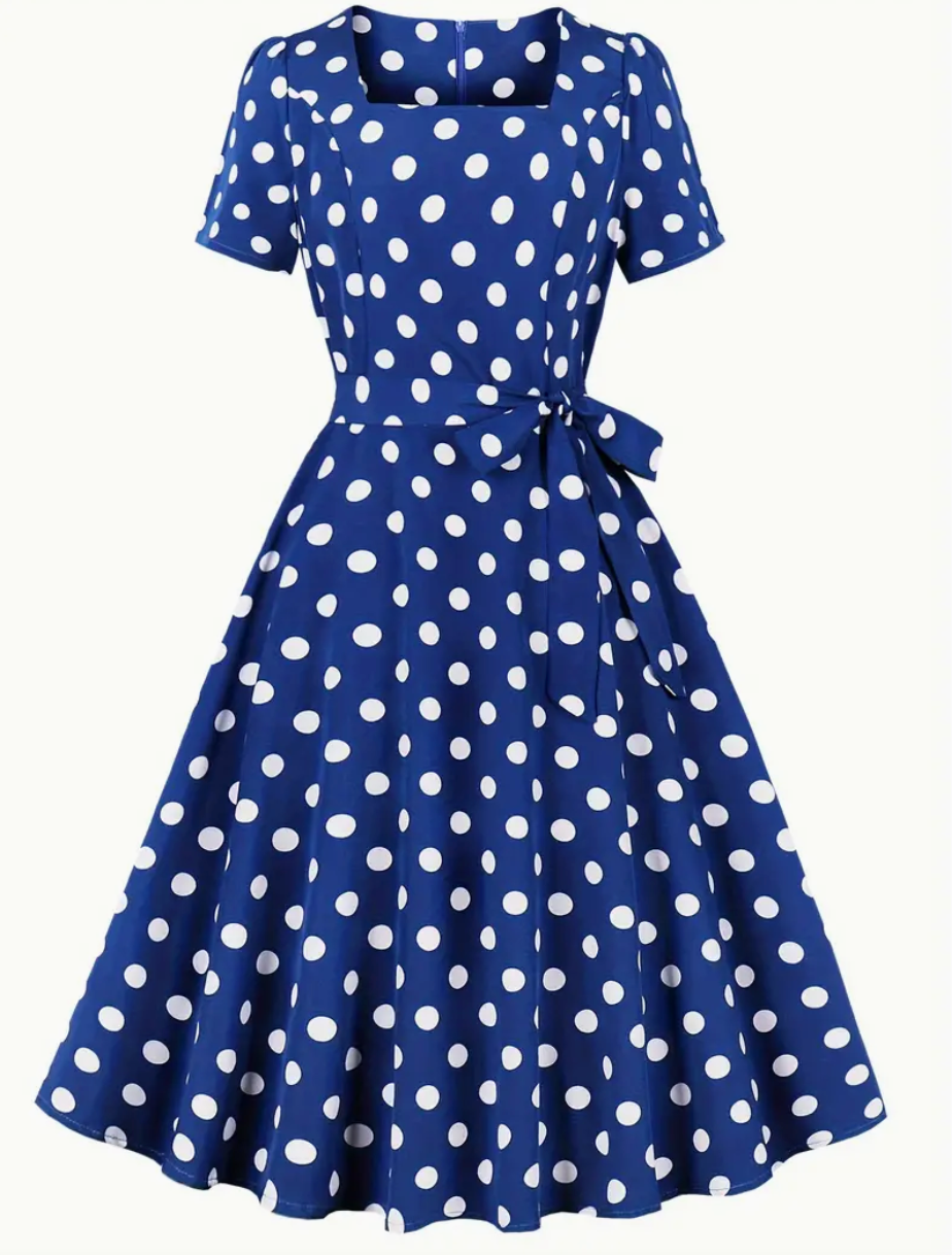 Heidi-Mode | Elegante Vintage Polka Kleid für Frühling/Sommer