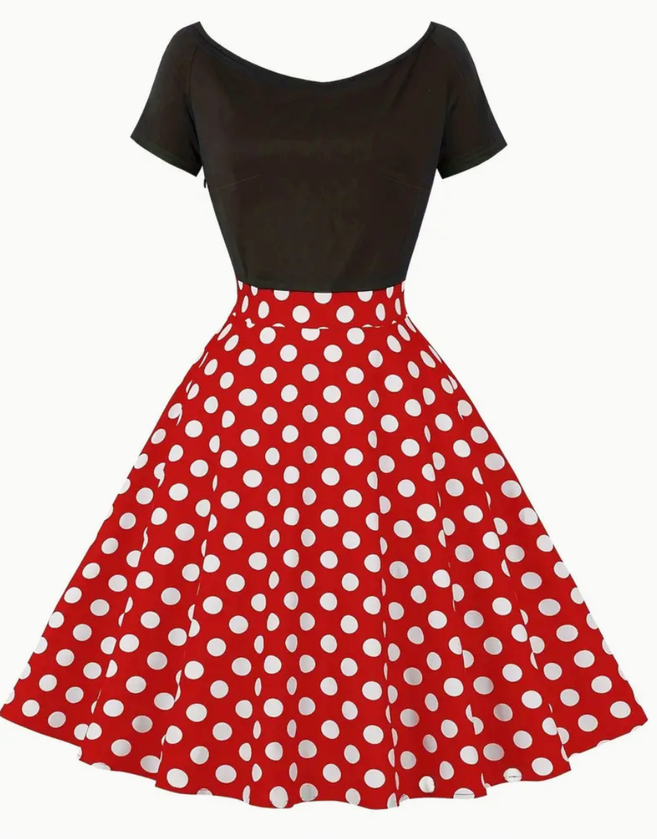 Heidi-Mode | Elegante Jahrgang Polka Kleid für Den Frühling