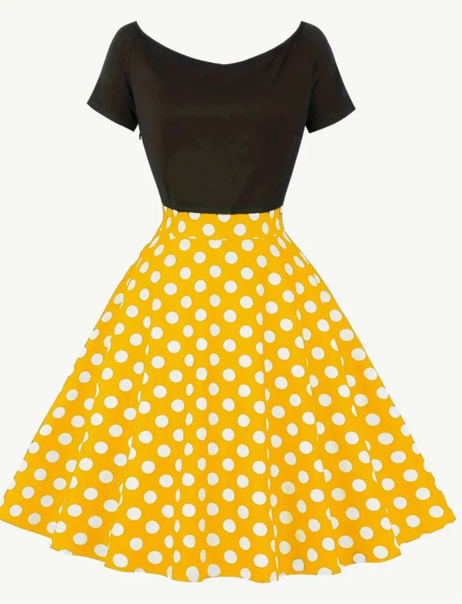 Heidi-Mode | Elegante Jahrgang Polka Kleid für Den Frühling