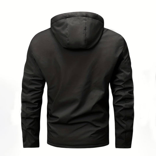 Heidi-Mode | Herren Bequemer Schwarzer Windbreaker - Warmfutter Detail