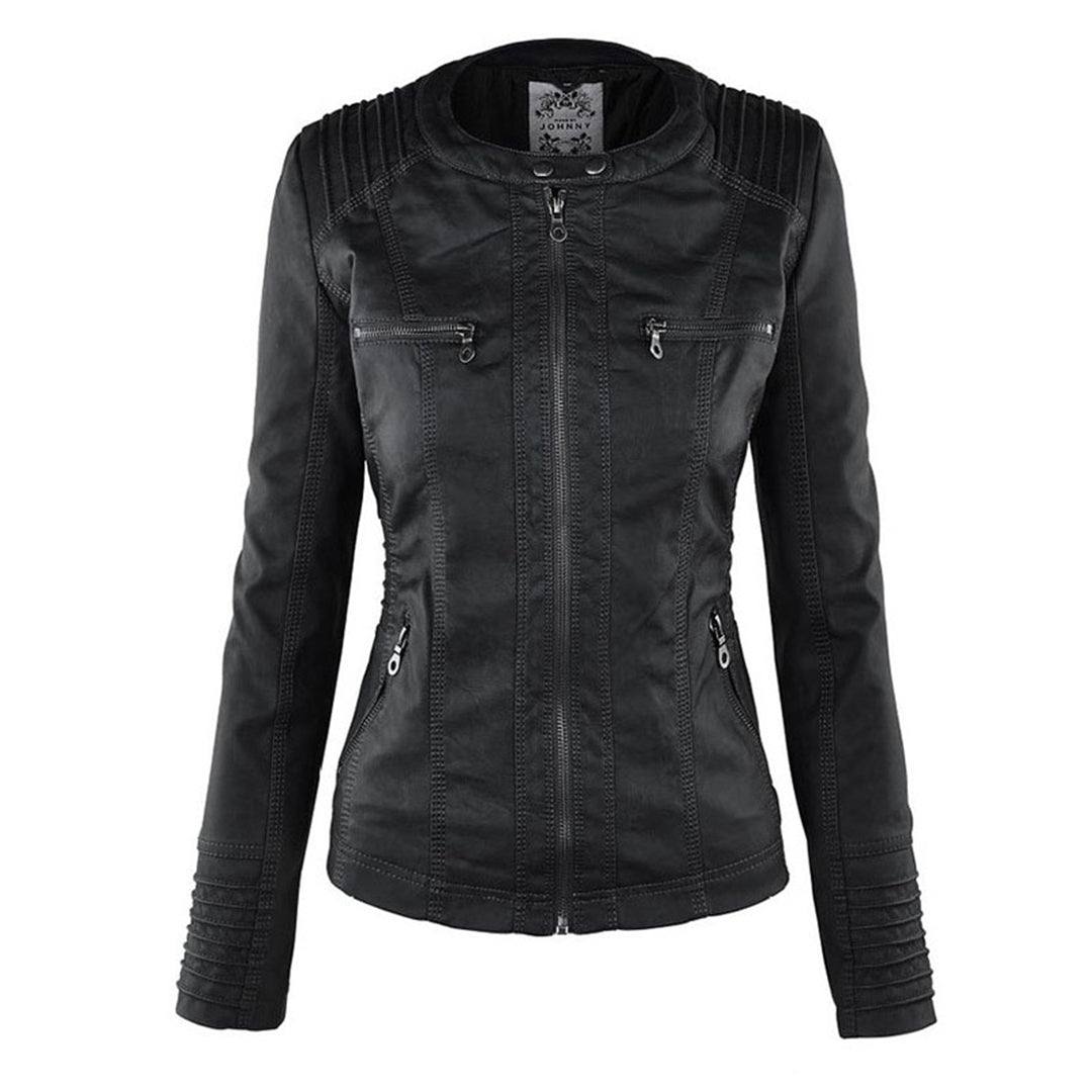 Wetterfester Damen Lederjacke mit Kapuze