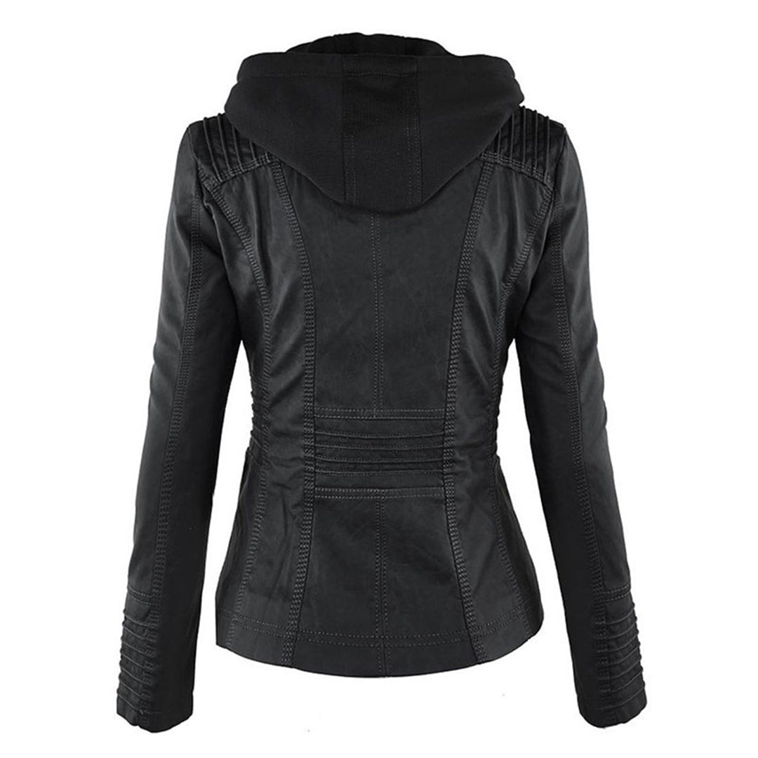 Heidi-Mode | Wetterfester Damen Lederjacke Mit Kapuze