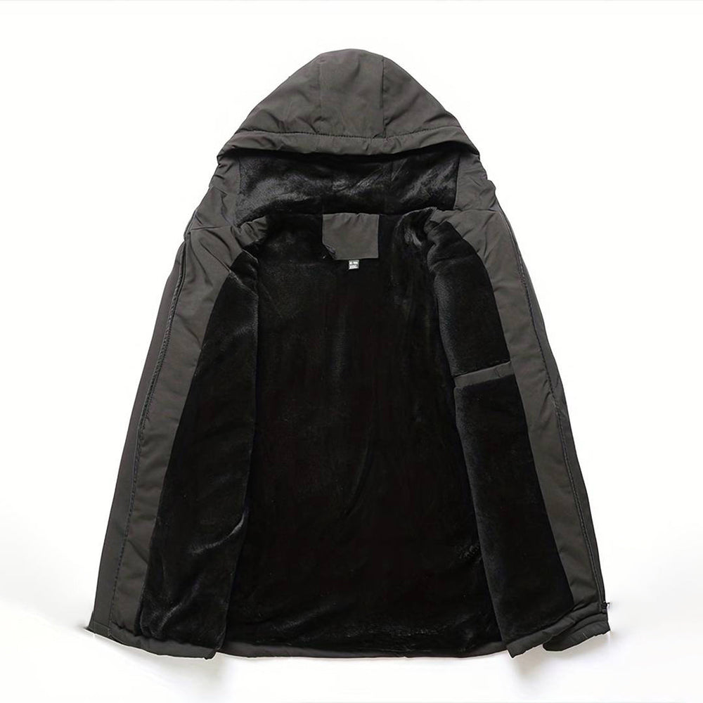 Heidi-Mode | Herren Bequemer Schwarzer Windbreaker - Warmfutter Detail