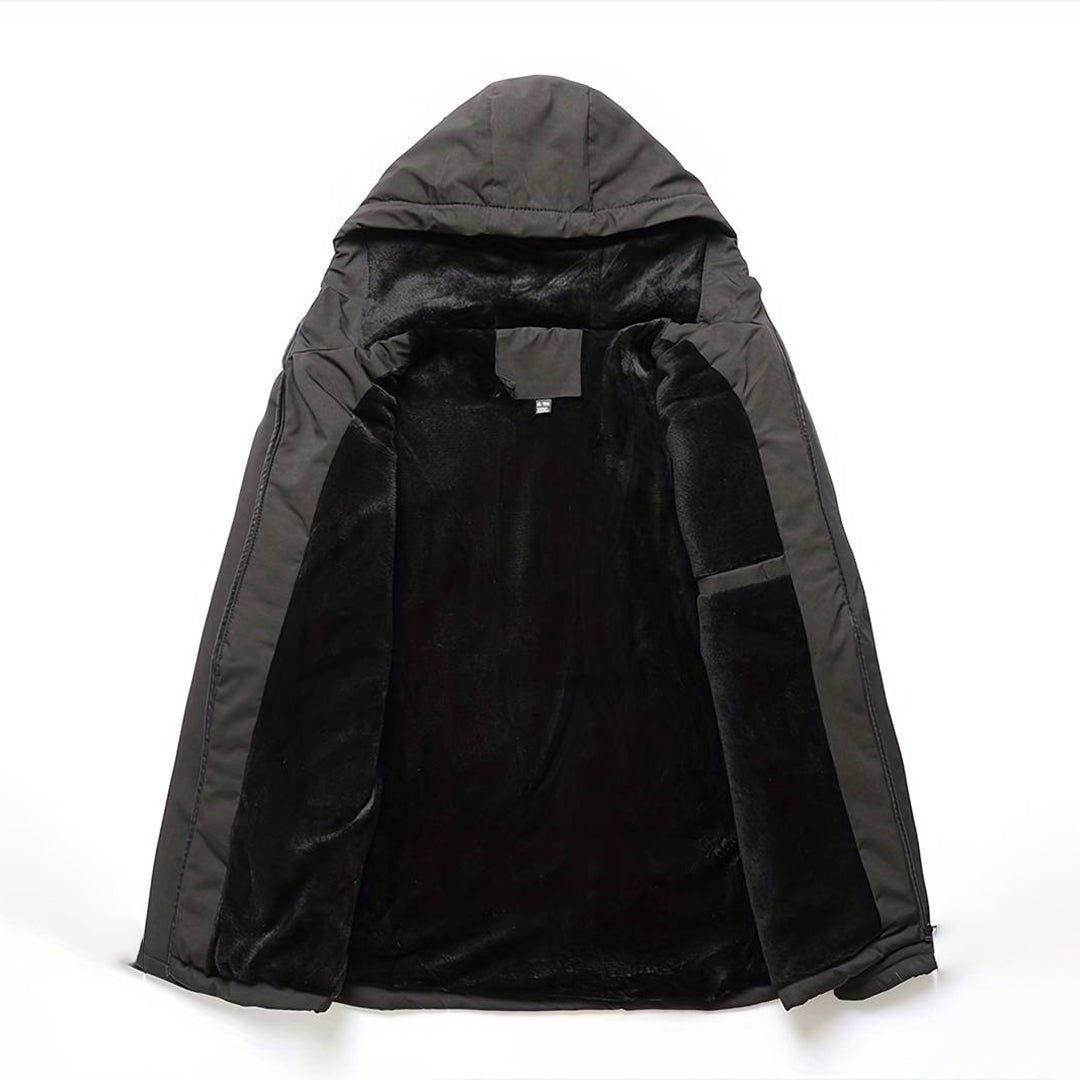 Heidi-Mode | Herren Bequemer Schwarzer Windbreaker - Warmfutter Detail