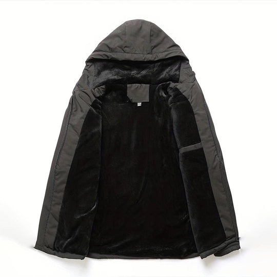 Heidi-Mode | Herren Bequemer Schwarzer Windbreaker - Warmfutter Detail