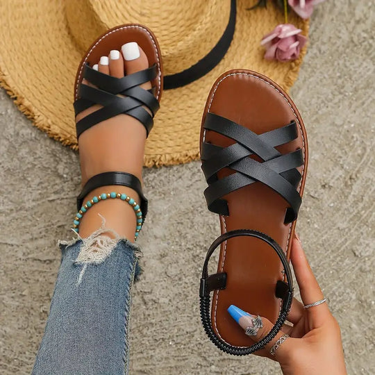 Heidi-Mode | Sommer Römische Sandalen für Frauen mit Offener Zehe, Rutschfest und Elegant