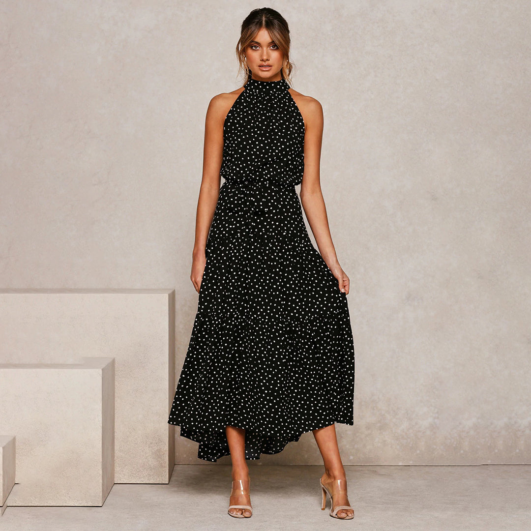 Elegantes langes Polka-Kleid