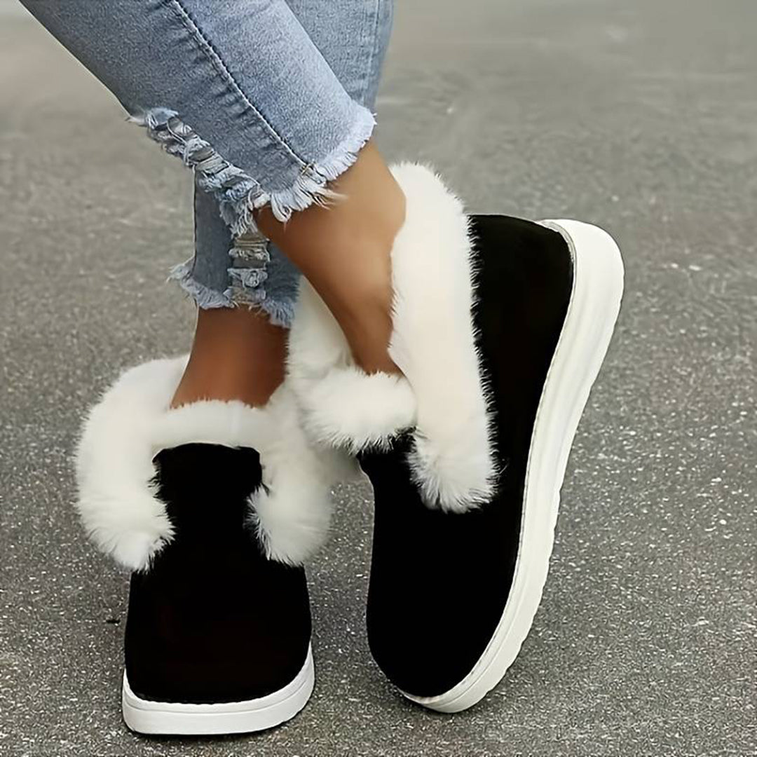 Heidi-Mode | Winter Flach Schuh Dick-Sohlige Samt Slipper Schnee Stiefel