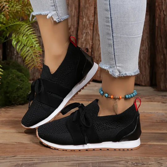 Heidi-Mode | Damen Sneakers Atmungsaktiv Strick Leichtgewicht Sportschuhe
