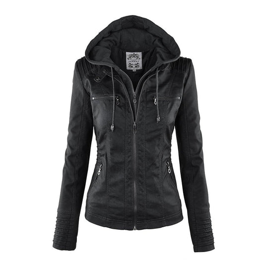 Heidi-Mode | Wetterfester Damen Lederjacke Mit Kapuze