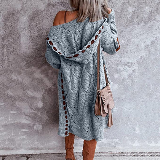 Heidi-Mode | Langer Elegant Bequemer Cardigan mit Kapuze
