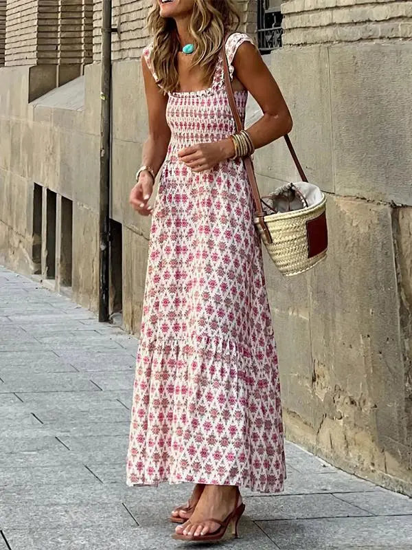 Boheemse mouwloze maxi jurk