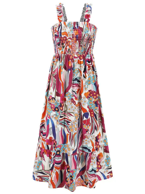 Boheemse mouwloze maxi jurk