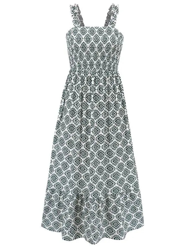 Boheemse mouwloze maxi jurk