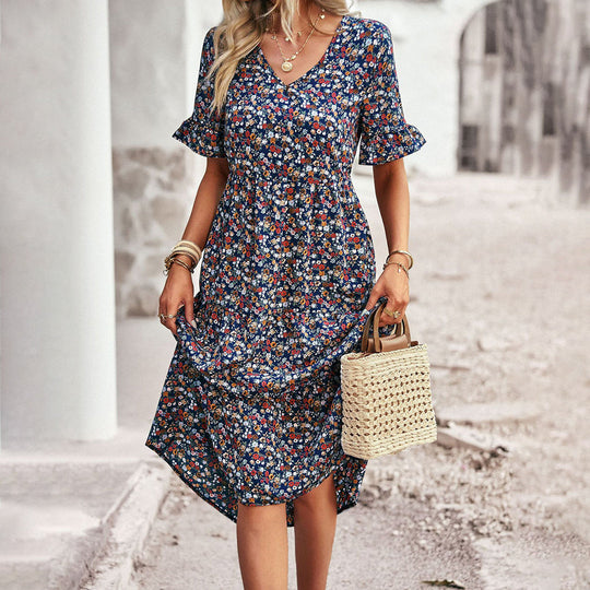 Blumen Midi-Kleid - Stil & Komfort Vereint!