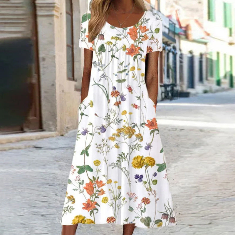 Elegantes Bauchbedeckung Blumenkleid