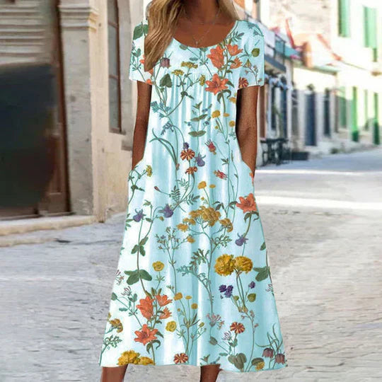 Heidi-Mode | Blumiges Midi Elegante Sommerkleider Damen