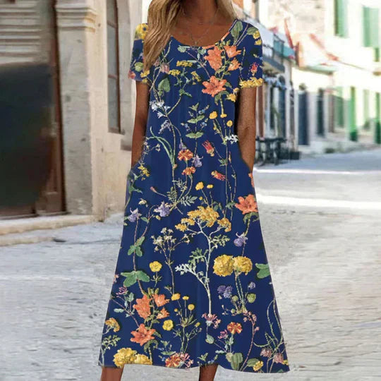 Heidi-Mode | Blumiges Midi Elegante Sommerkleider Damen
