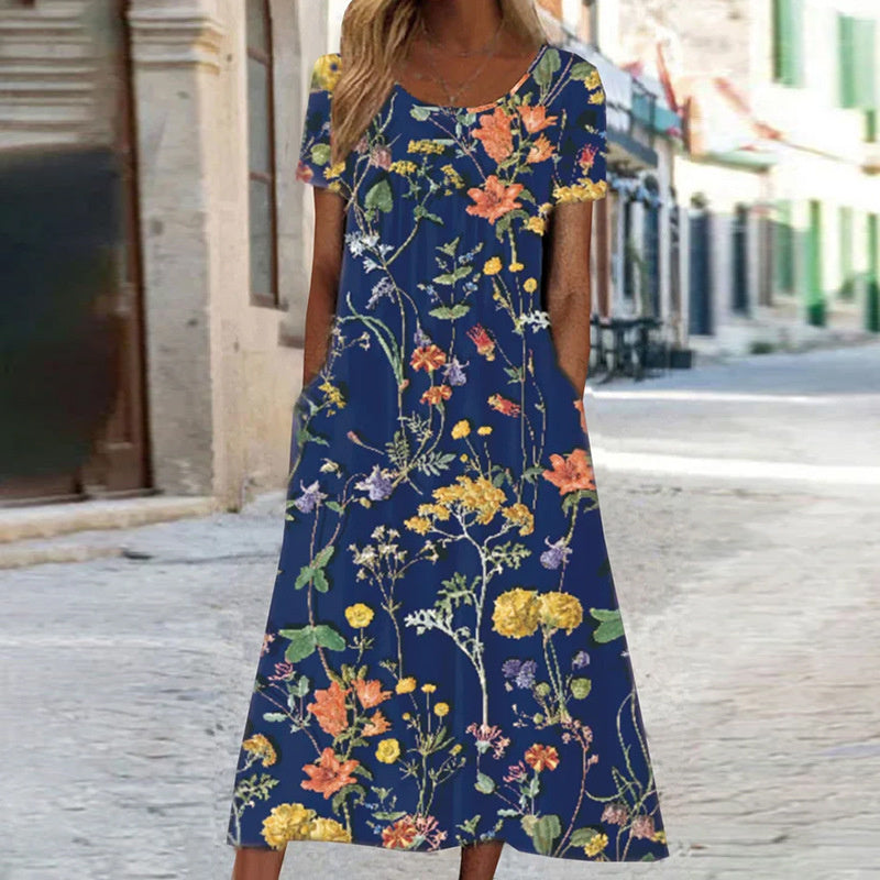 Elegantes Bauchbedeckung Blumenkleid