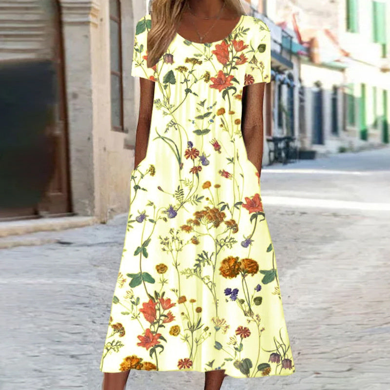 Elegantes Bauchbedeckung Blumenkleid