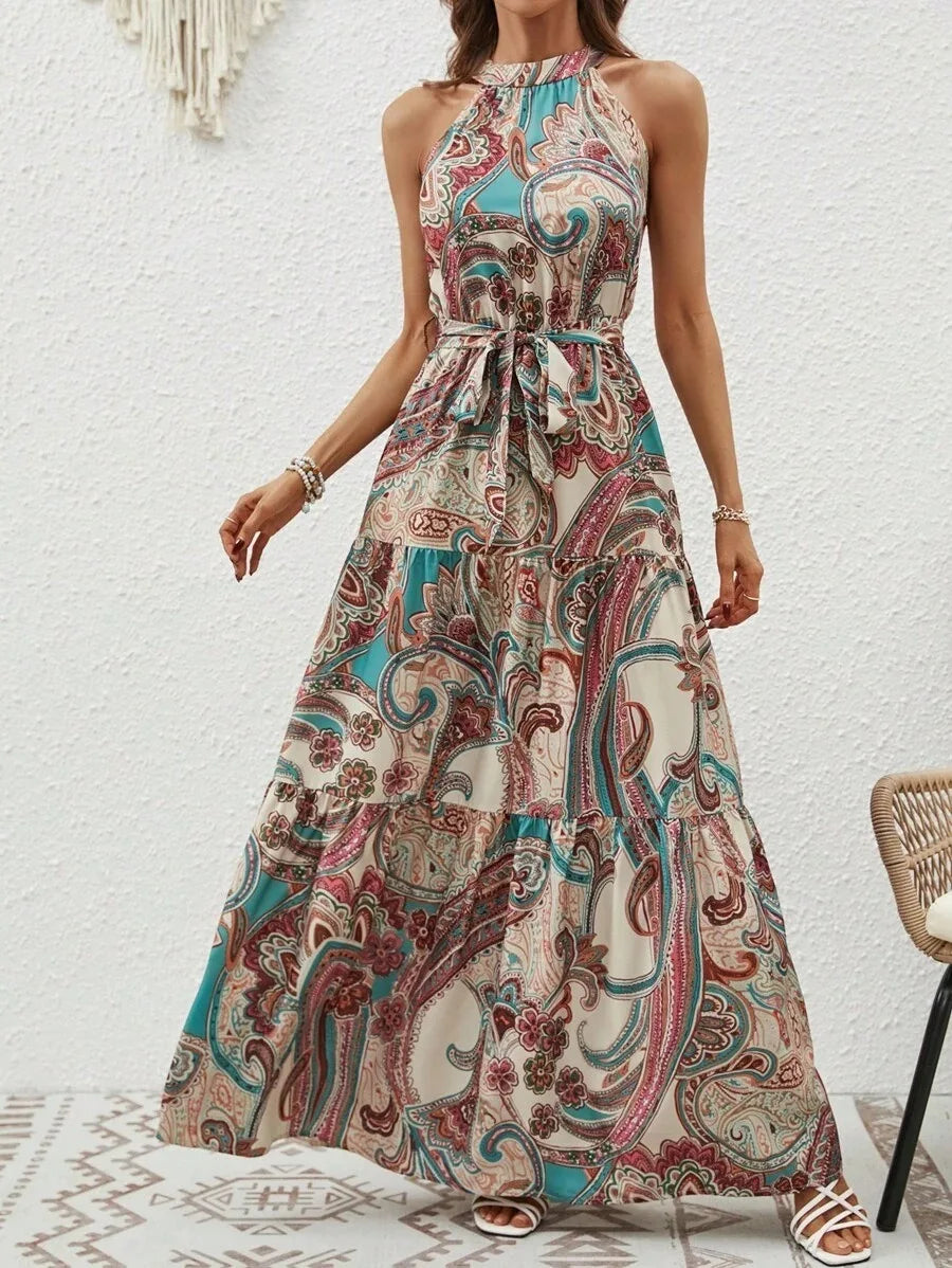 Heidi-Mode | Damen Retro Maxi Halterneck & Vintage-inspiriert