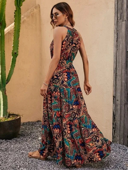 Heidi-Mode | Damen Retro Maxi Halterneck & Vintage-inspiriert