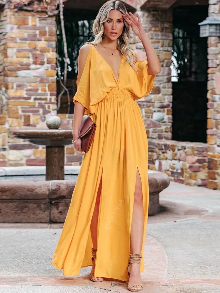 Boho Maxikleid mit V-Ausschnitt