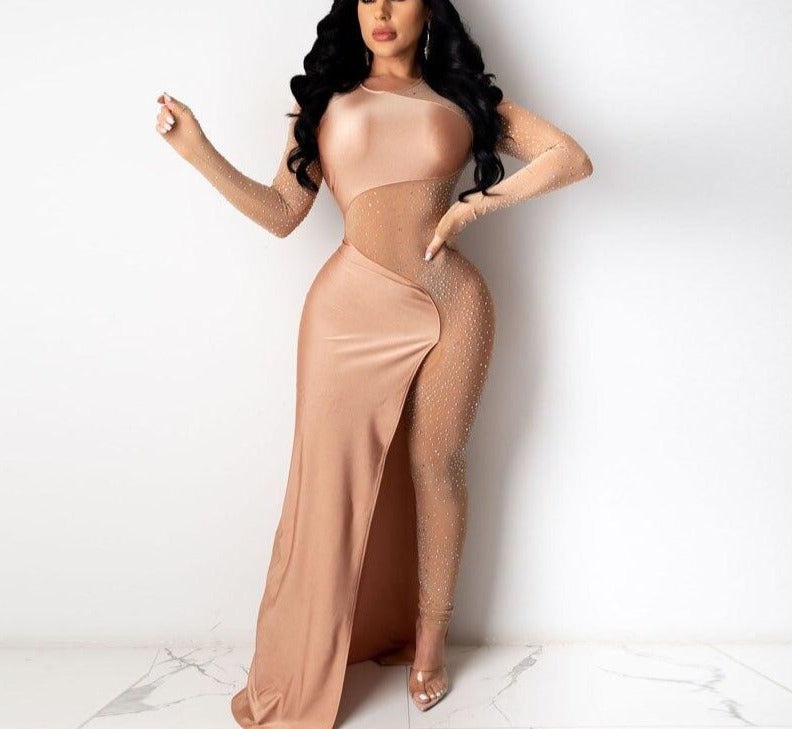 Heidi-Mode | Sparkle Durchsichtiger Maxi-Rock Jumpsuits