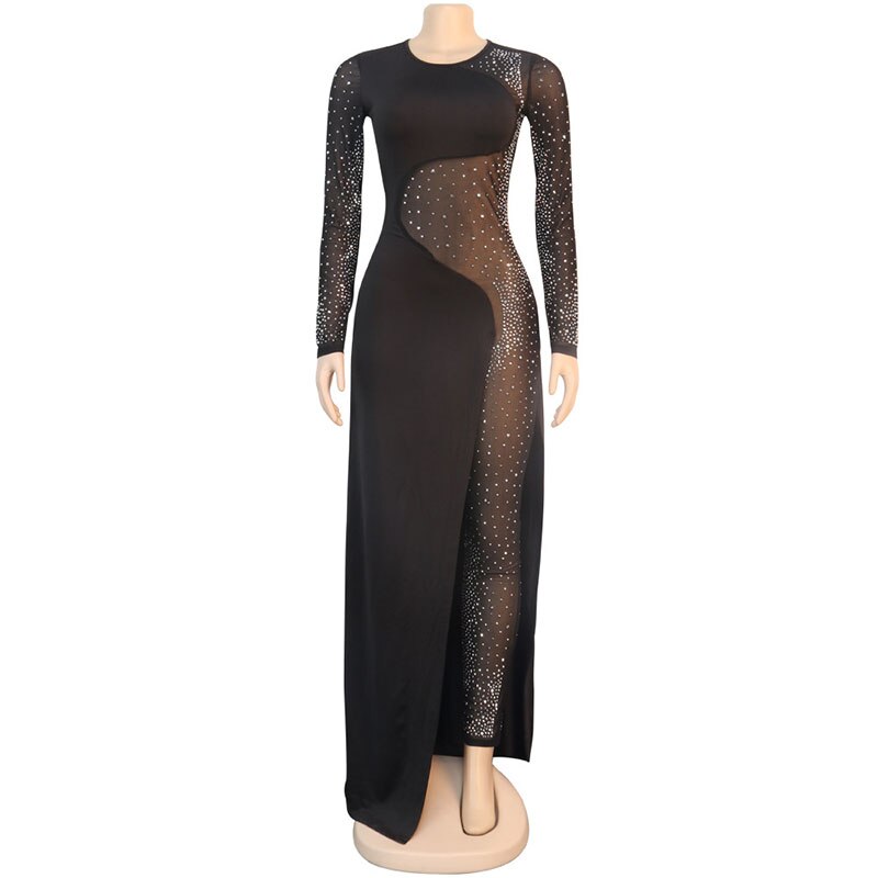 Heidi-Mode | Sparkle Durchsichtiger Maxi-Rock Jumpsuits