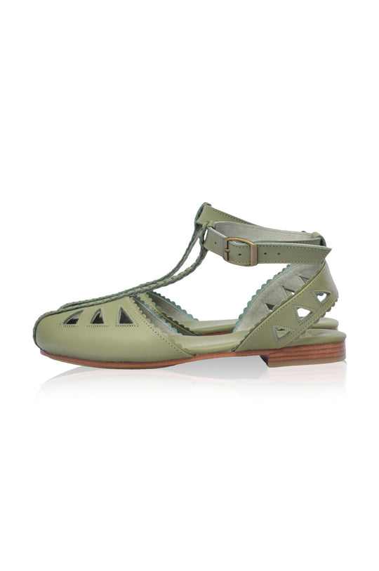 Heidi-Mode | Leder T-Strap Sandalen