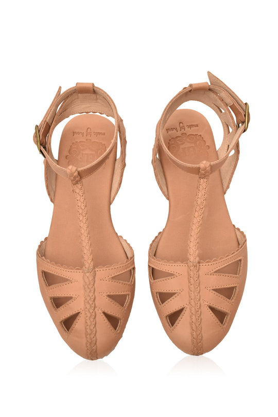 Heidi-Mode | Leder T-Strap Sandalen