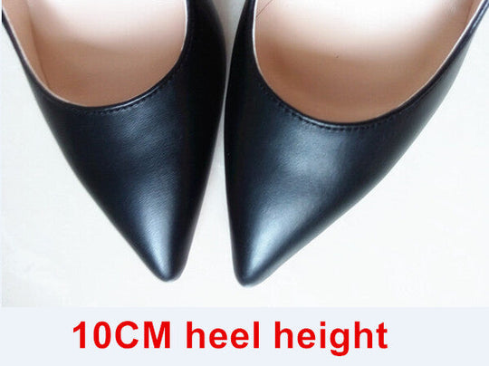 Heidi-Mode | Schwarze PU-Leder Stilettos Pumps