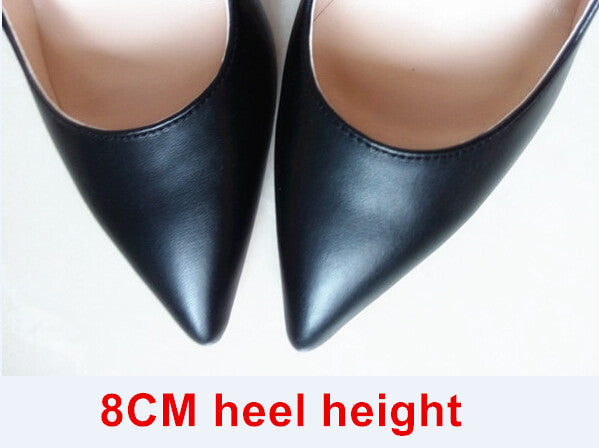 Heidi-Mode | Schwarze PU-Leder Stilettos Pumps