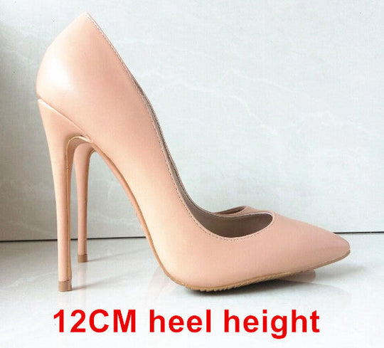 Heidi-Mode | Schwarze PU-Leder Stilettos Pumps