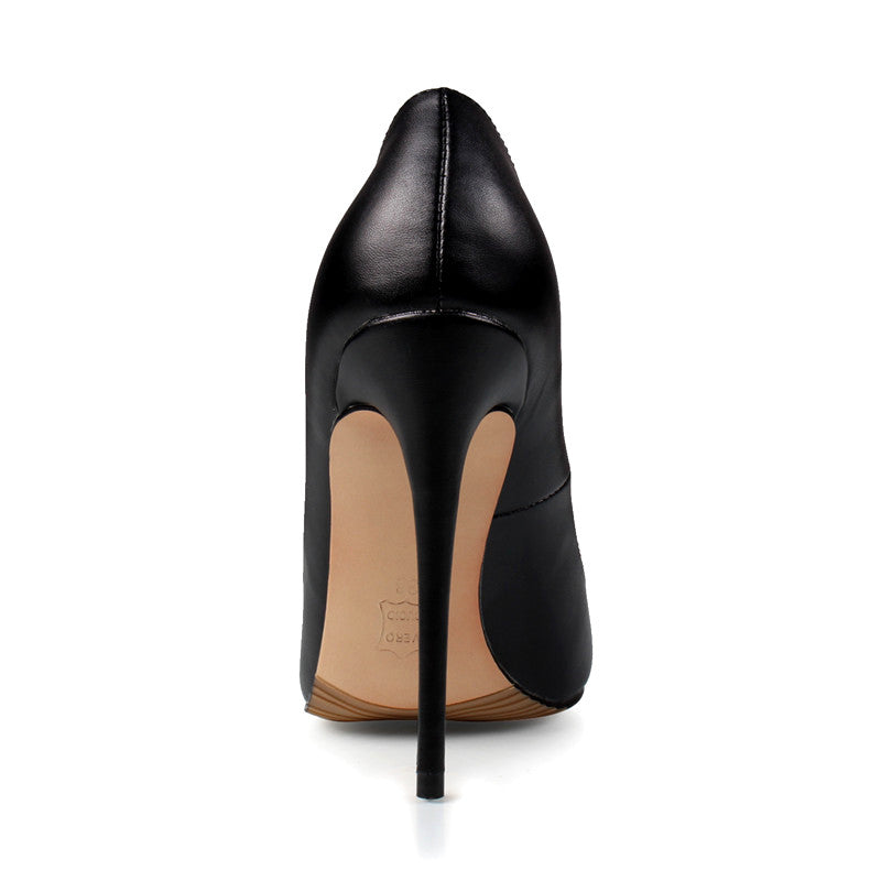 Heidi-Mode | Schwarze PU-Leder Stilettos Pumps