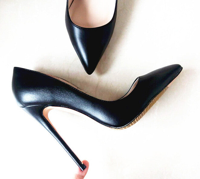 Heidi-Mode | Schwarze PU-Leder Stilettos Pumps